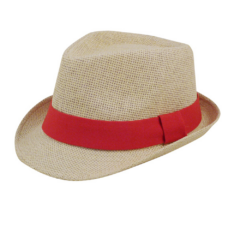 Natural Straw Fedora Hat - strawfedorared