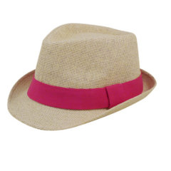 Natural Straw Fedora Hat - strawfedoratropicalpink