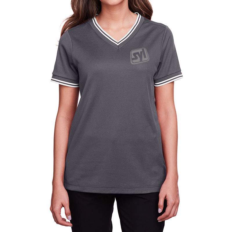 Devon & Jones Ladies’ CrownLux Performance™ Plaited Tipped V-Neck Polo - dg20cw_t5_z