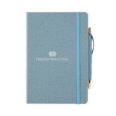 Crosshatch PU Notebook with Pen - mp20412-carolina-blue