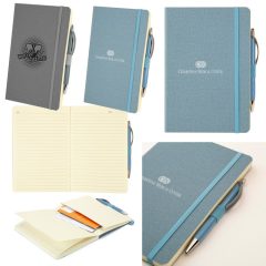 Crosshatch PU Notebook with Pen - mp20412-mixed