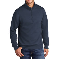 Port & Company® Core Fleece 1/4-Zip Pullover Sweatshirt - 10043-Navy-1-PC78QNavyModelFront1-1200W