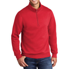 Port & Company® Core Fleece 1/4-Zip Pullover Sweatshirt - 10043-Red-1-PC78QRedModelFront1-1200W