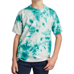 Port & Company® Youth Crystal Tie-Dye Tee - 10048-Teal-1-PC145YTealModelFront1-1200W
