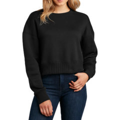 District® Women’s Perfect Weight® Fleece Cropped Crew - 10208-JetBlack-1-DT1105JetBlackModelFront-1200W