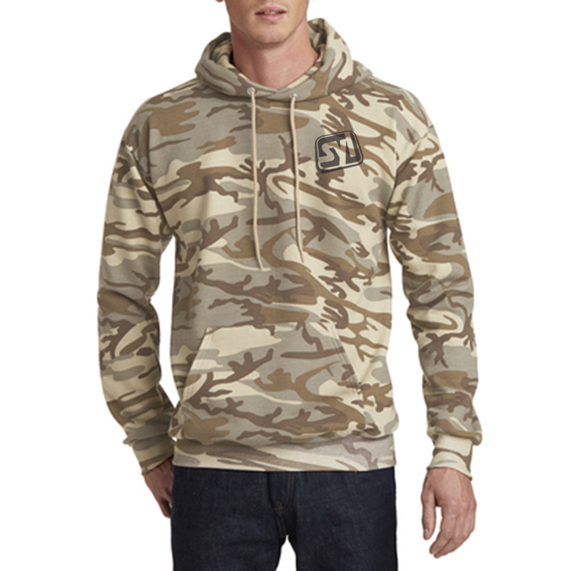 Port & Company® Core Fleece Camo Pullover Hooded Sweatshirt - 7062-DesertCamo-1-PC78HCDesertCamoModelFront-337W