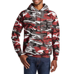 Port & Company® Core Fleece Camo Pullover Hooded Sweatshirt - 7062-RedCamo-1-PC78HCRedCamoModelFront1-1200W