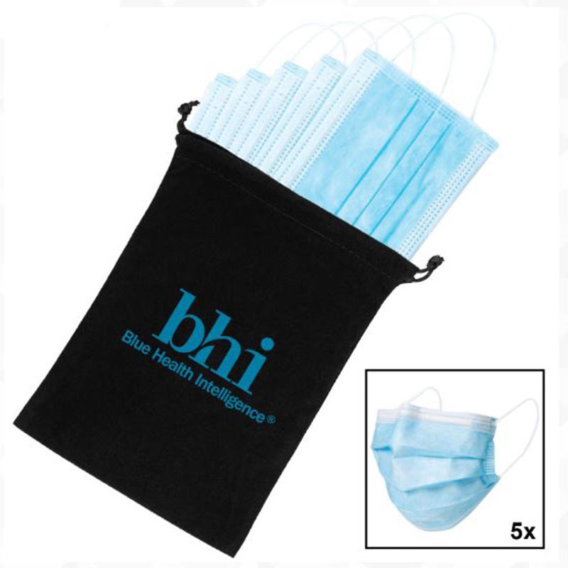 Disposable Surgical Face Masks in Drawstring Pouch – 5 Pack - Capture