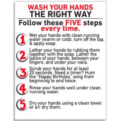 Repositionable Adhesive Sticker Hand Washing – 8-1/2″ x 11″ - DRXDK-NRNQY