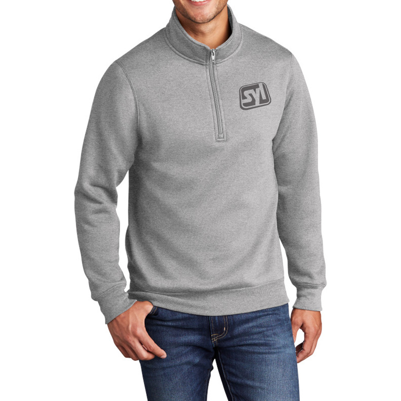 Port & Company® Core Fleece 1/4-Zip Pullover Sweatshirt - PC78Q_athleticheather_model_front
