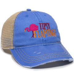 Distressed Baseball Cap - oc801_bahama-blue-tea-stain-logo-flamingo_02_1webp