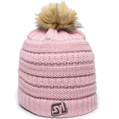 Beanie Hat with Faux Fur Pom - oc805_rose-gold_02_2webp