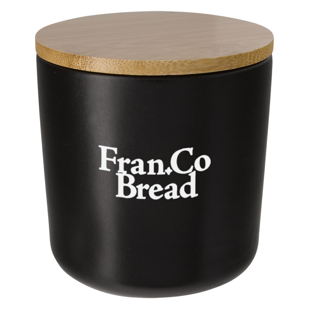 Ceramic Container with Bamboo Lid – 17 oz - 2185_BLK_Ceramics