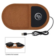 Cork Wireless Charging Pad Desktop Organizer - 2487_BLK_Silkscreen