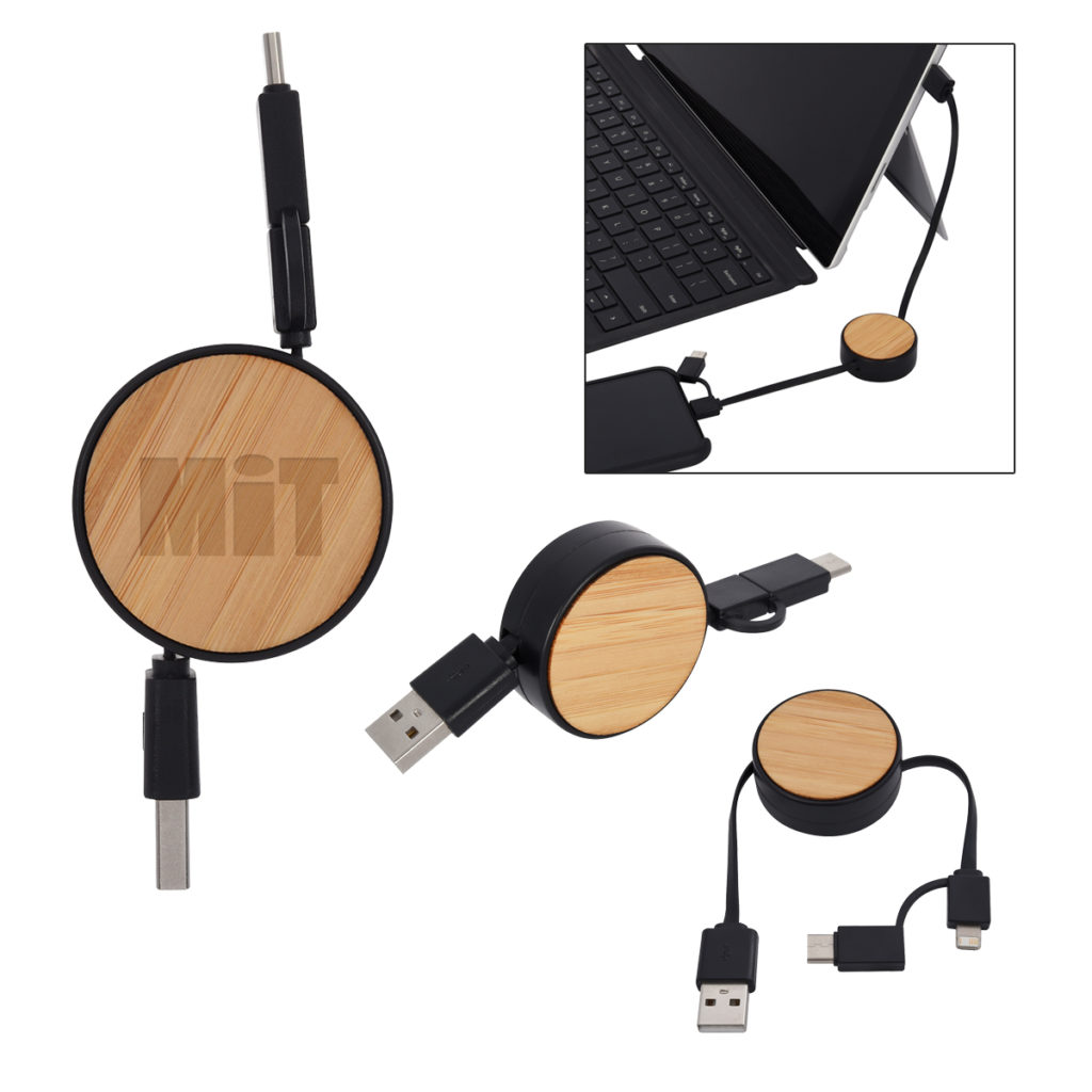 Bamboo Retractable 3-in-1 Charging Cable - 25211_group