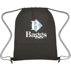 Wave Design Non-Woven Drawstring Bag - 3374_BLK_Colorbrite