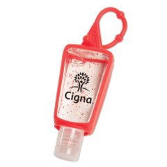 Scented Antibacterial Gel Hand Sanitizer with Silicone Carabiner – 1 oz - 3681_red