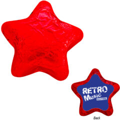 Individually Wrapped Chocolate Stars - CHOCSTAR_RED_White_Label