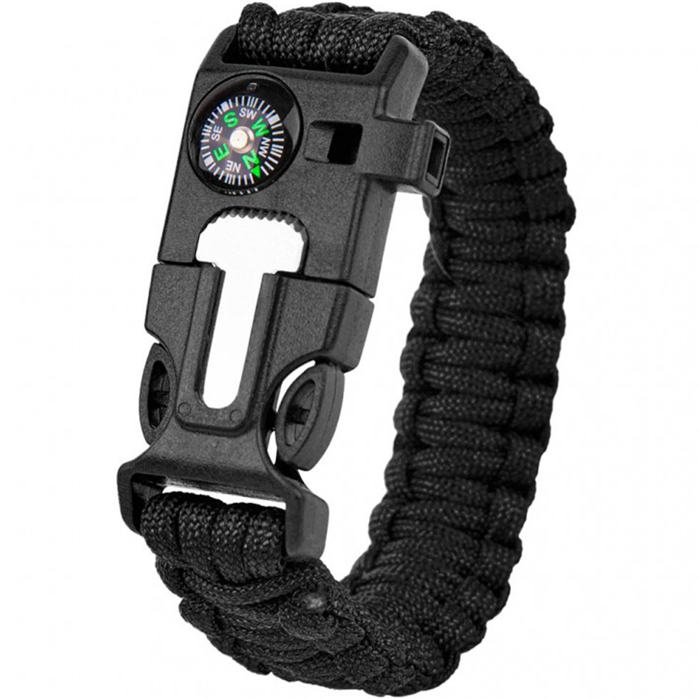 Crossover Outdoor Multi-Function Tactical Survival Band With Fire Starter - h-908-black-angle-blank_1