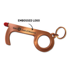 Copper B-Safe Key No Touch Tool and Keychain - B-SAFE_Key_Embossed