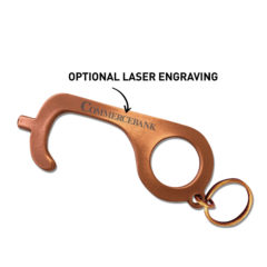 Copper B-Safe Key No Touch Tool and Keychain - B-SAFE_Key_Engraved