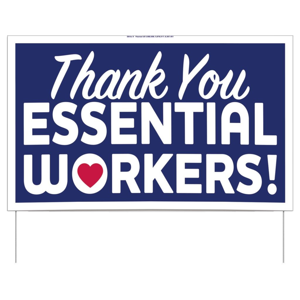Essential Workers Thank You Double-Sided Yard Sign – 16″ x 26″ - DRSUI-NSBVS
