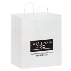White Kraft Paper Take-Out Twisted Paper Handle Shopper (14.5″ x 16.25″ x 9.5″) - L860