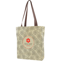 USA Crafted Gusseted Tote - Made to Order Gusseted Tote All Over Print_Brown Handles