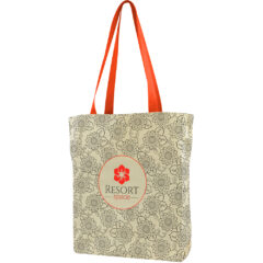USA Crafted Gusseted Tote - Made to Order Gusseted Tote All Over Print_Orange Handles