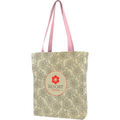 USA Crafted Gusseted Tote - Made to Order Gusseted Tote All Over Print_Pink Handles