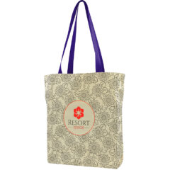 USA Crafted Gusseted Tote - Made to Order Gusseted Tote All Over Print_Purple Handles