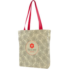 USA Crafted Gusseted Tote - Made to Order Gusseted Tote All Over Print_Red Handles