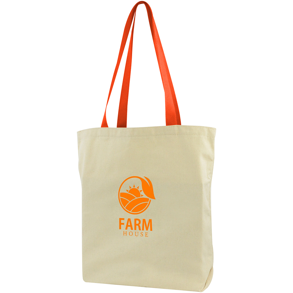 USA-Crafted Gusseted Tote - Made to Order Gusseted Tote_Orange Handles