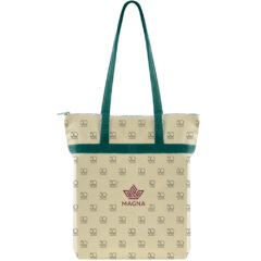 USA Crafted Zippered Tote All Over Print - Made to Order Zippered Tote All Over Print_Hunter Green Handles