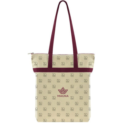 Made to Order Zippered Tote All Over Print_Maroon Red Handles