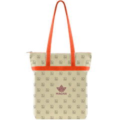 USA Crafted Zippered Tote All Over Print - Made to Order Zippered Tote All Over Print_Orange Handles