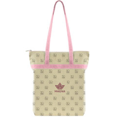 USA Crafted Zippered Tote All Over Print - Made to Order Zippered Tote All Over Print_Pink Handles