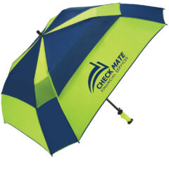 Shed Rain® Windpro® Vented Auto Open Square Golf Umbrella With Gellas® Gel-Filled Handle - Shed Rain_sup_reg-__sup_ Windpro_sup_reg-__sup_ Vented Auto Open Square Golf With Gellas_sup_reg-__sup_ Gel-Filled Handle_Navy Blue_Lime Green With Lime Green Handle