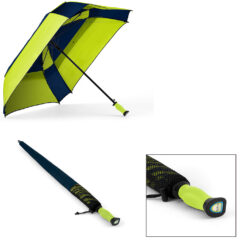 Shed Rain® Windpro® Vented Auto Open Square Golf Umbrella With Gellas® Gel-Filled Handle - Shed Rain_sup_reg-__sup_ Windpro_sup_reg-__sup_ Vented Auto Open Square Golf With Gellas_sup_reg-__sup_ Gel-Filled Handle_Underside 8211 Navy_Lime