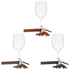 Merlot Custom Leather Wine Glass Charms (Set of 6) - TMERLOT-GROUP