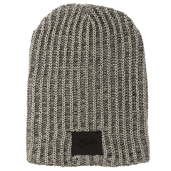 Haberdasher Knit Beanie with Leather Patch - beanieblackpatch