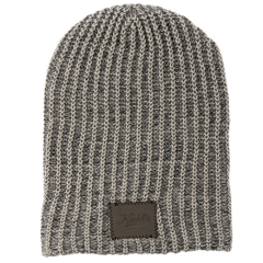 Haberdasher Knit Beanie with Leather Patch - beanieslategreypatch