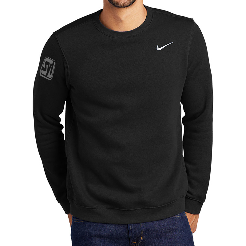 nike repeat pack logo taping crew neck sweat in black