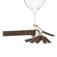 Merlot Custom Leather Wine Glass Charms (Set of 6) - merlotcharmdistressedblack