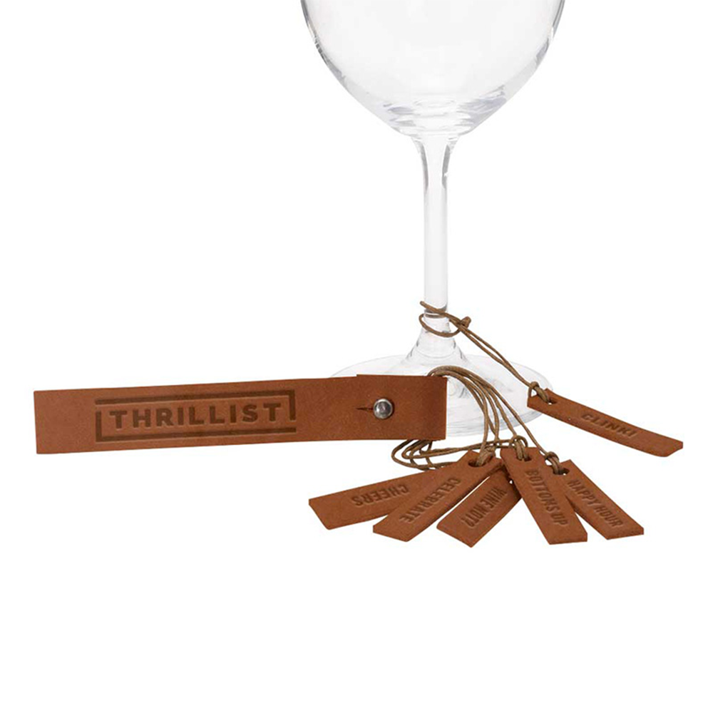 Merlot Custom Leather Wine Glass Charms (Set of 6) - merlotcharmtan