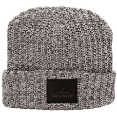 Milliner Cuffed Knit Beanie with Leather Patch - millinerblack