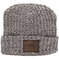 Milliner Cuffed Knit Beanie with Leather Patch - millinerdistressedbrown