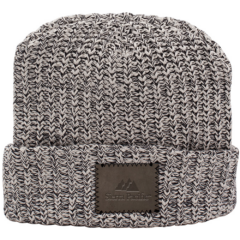 Milliner Cuffed Knit Beanie with Leather Patch - millinerslategrey