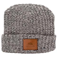 Milliner Cuffed Knit Beanie with Leather Patch - millinertan
