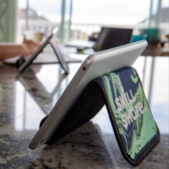 MobiStand Dye-Sublimated Adjustable Phone and Tablet Stand for Home/Office - mobistandinusetable